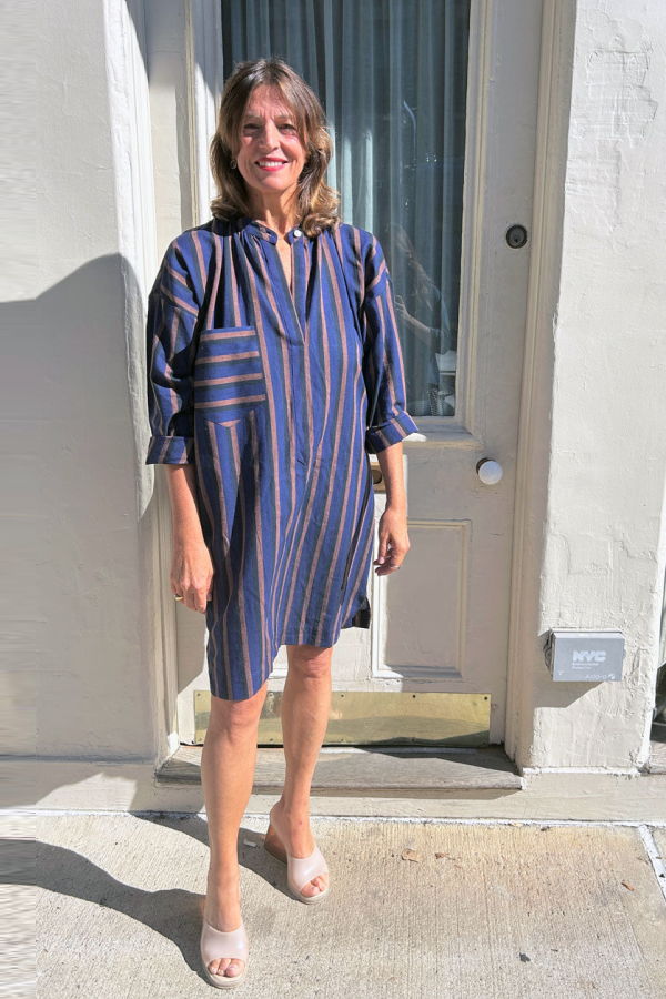 Two Striped Long Sleeve Button Tunic