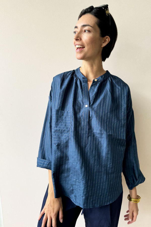 Two Tunic Shirt - Navy/Silver