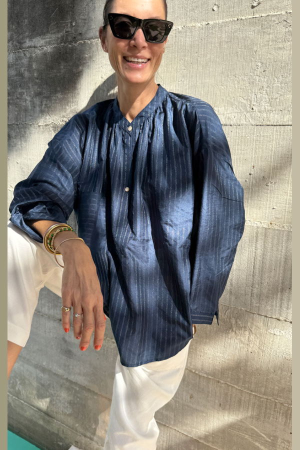 Two Tunic Shirt - Navy/Silver