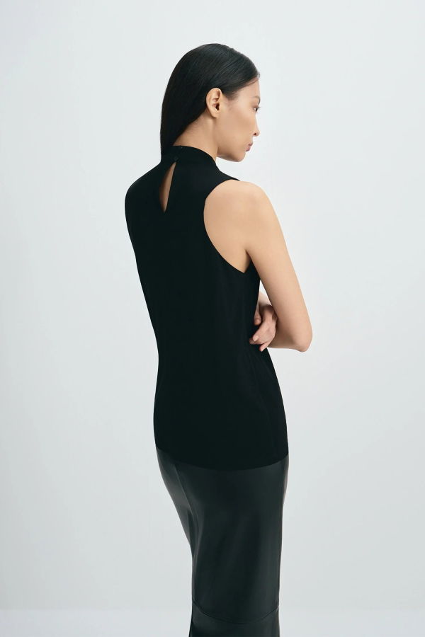 Sophie Rue Alessia Draped High Neck Top - Black