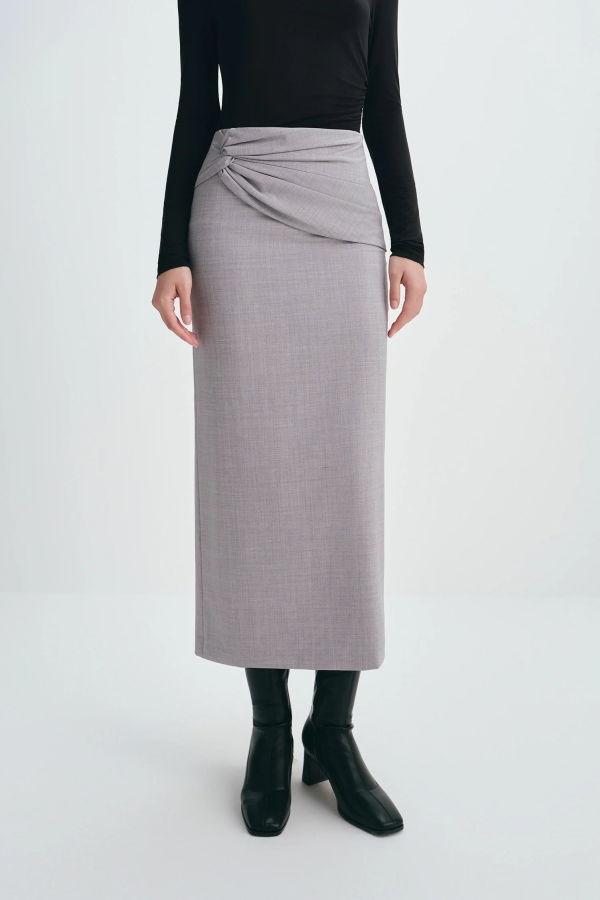 Sophie Rue Ginny Knot Waist Midi Skirt - Gray