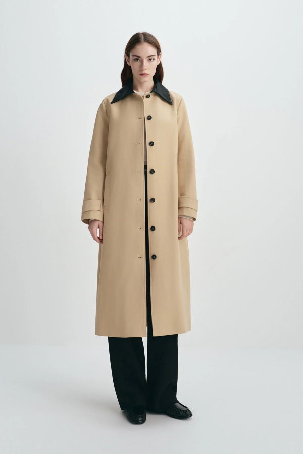Sophie Rue Vinni Pu Collar Car Coat - Khaki