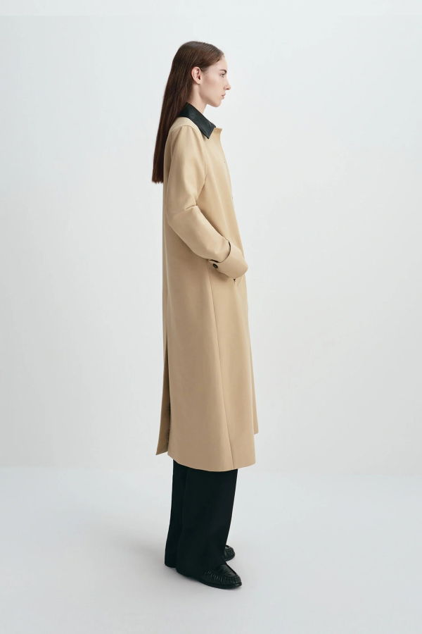 Sophie Rue Vinni Pu Collar Car Coat - Khaki