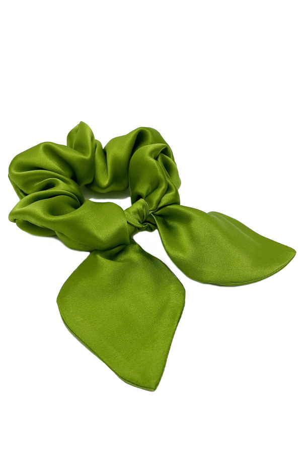 Krystell Barraza Peridot Silk Bow Scrunchie