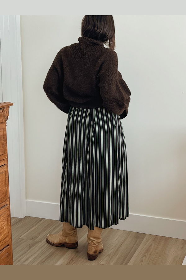 Calvin Klein Silk Skirt - Black Stripe