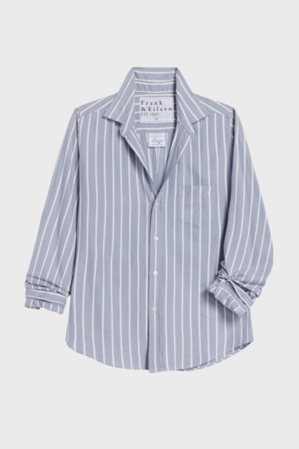 Frank & Eileen Barry Shirt - Wide Blue Stripe