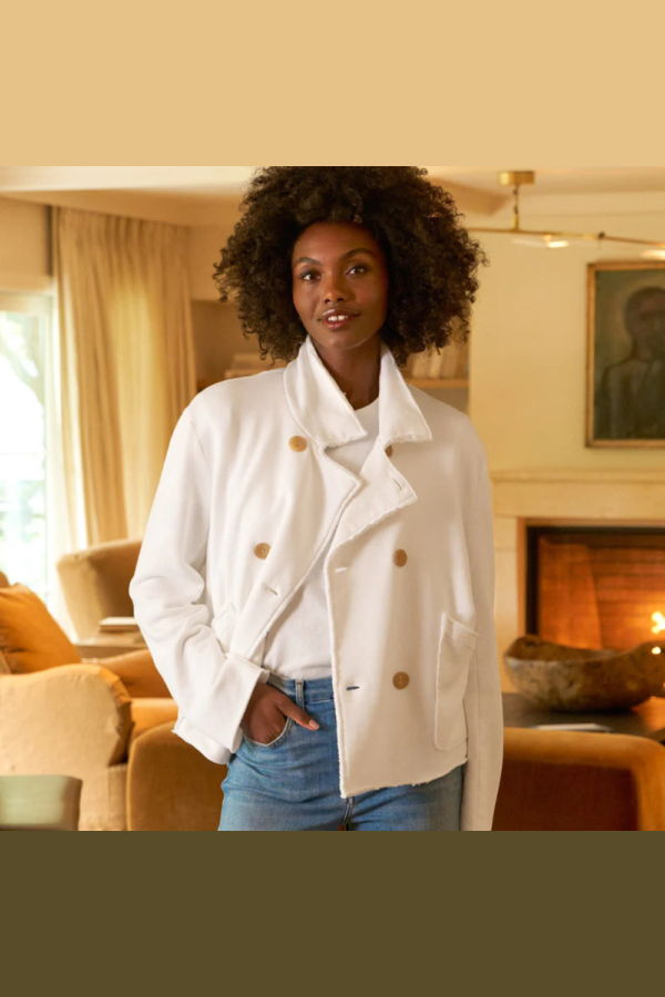 Frank & Eileen Cropped Sweatshirt Peacoat - White