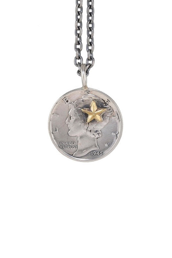 NORTH WORKS 10 Brass Star Pendant Necklace - Silver