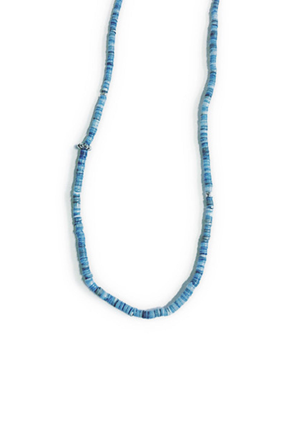 NORTH WORKS Indigo Dyed Shell Beads Necklace - Aizome