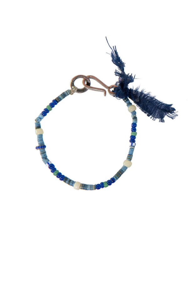 NORTH WORKS Indigo Dyed Shell Beads Bracelet - Indigo