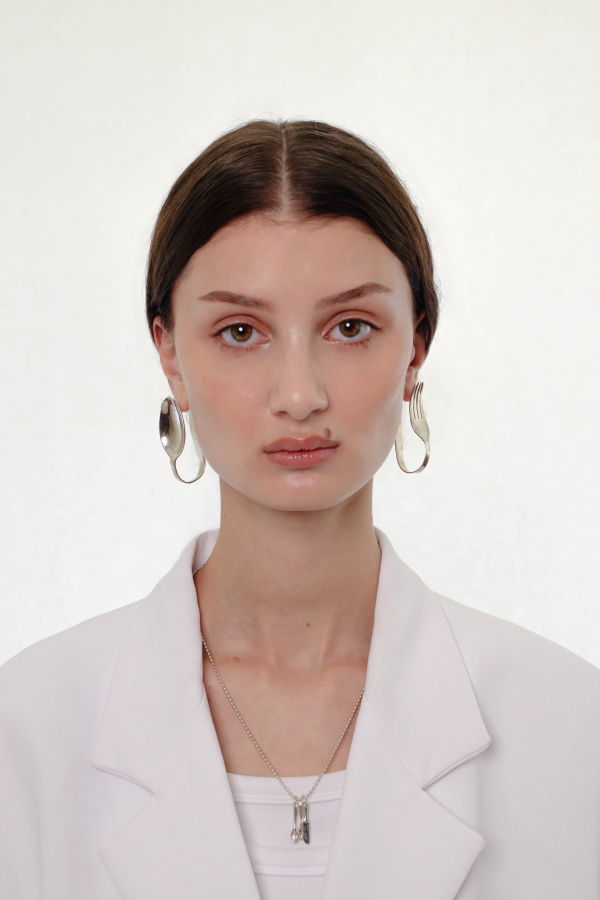 ALEJANDRA DE COSS Cutlery Hoop Earrings - Silver