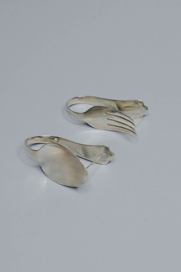 ALEJANDRA DE COSS Cutlery Hoop Earrings - Silver