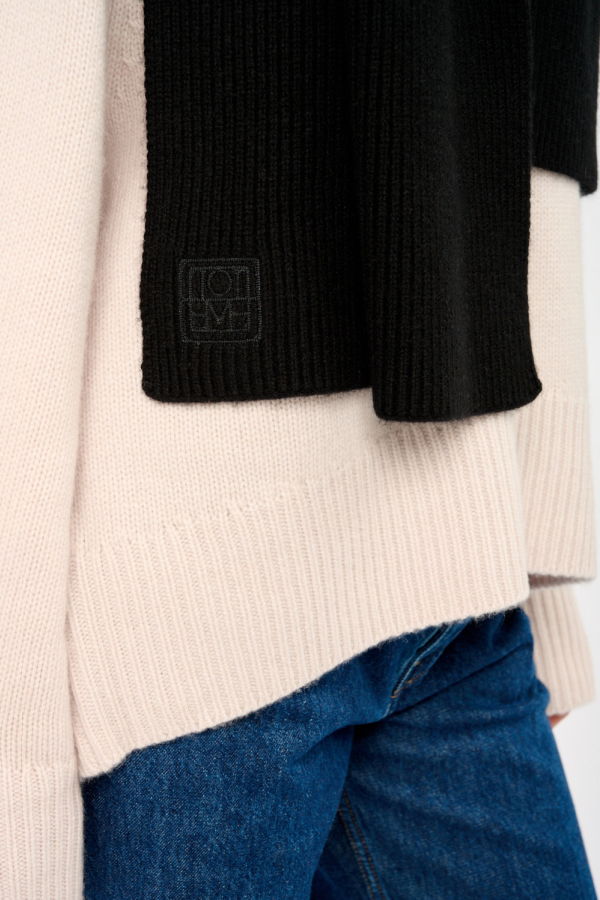 Totême Embroidered Monogram Wool Cashmere Scarf