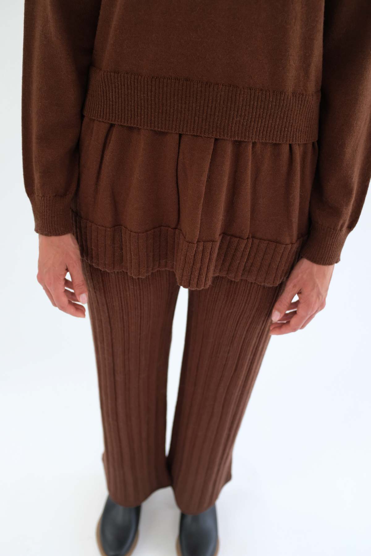Beklina Merino Pleated Trousers - Brown - Image 1 of 8