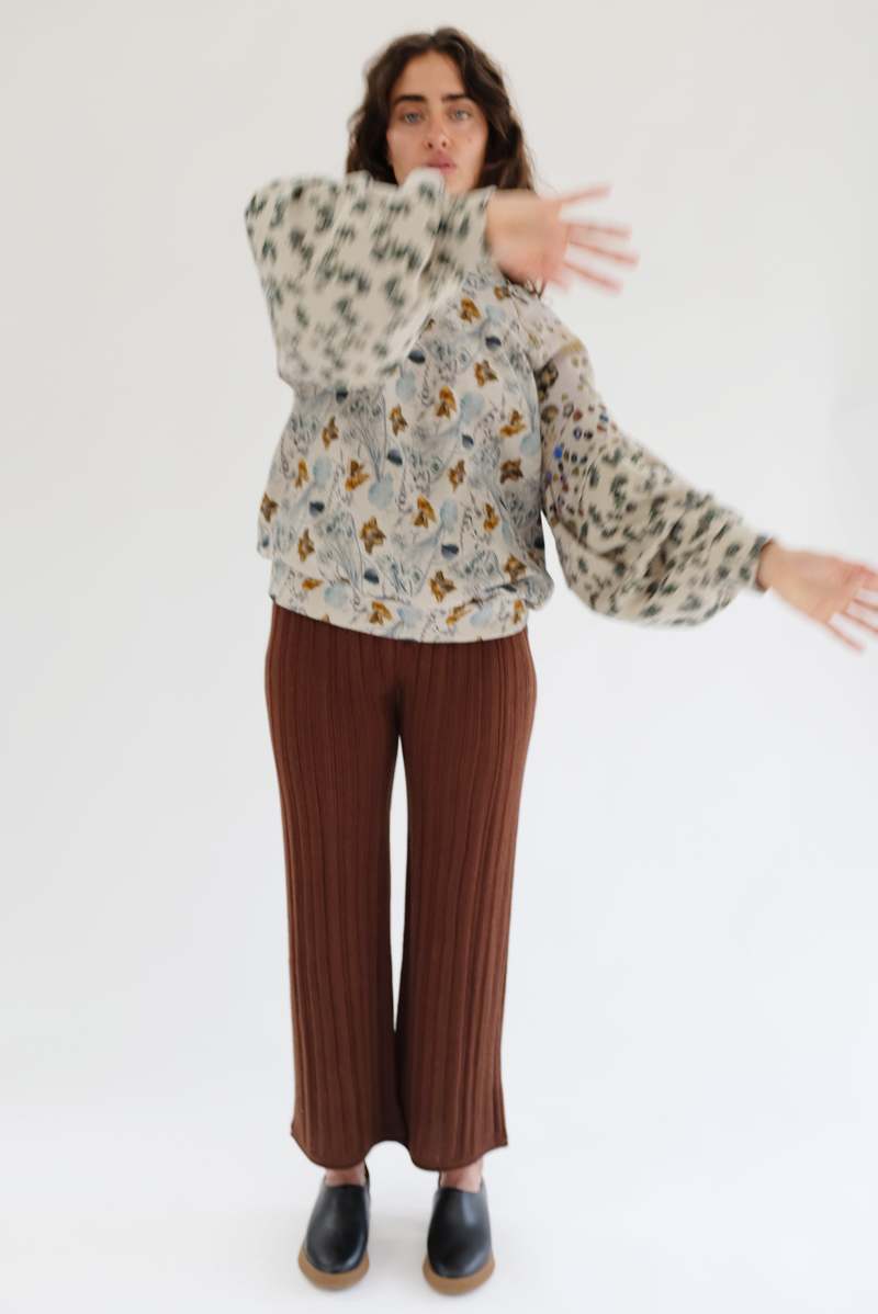 Beklina Merino Pleated Trousers - Brown