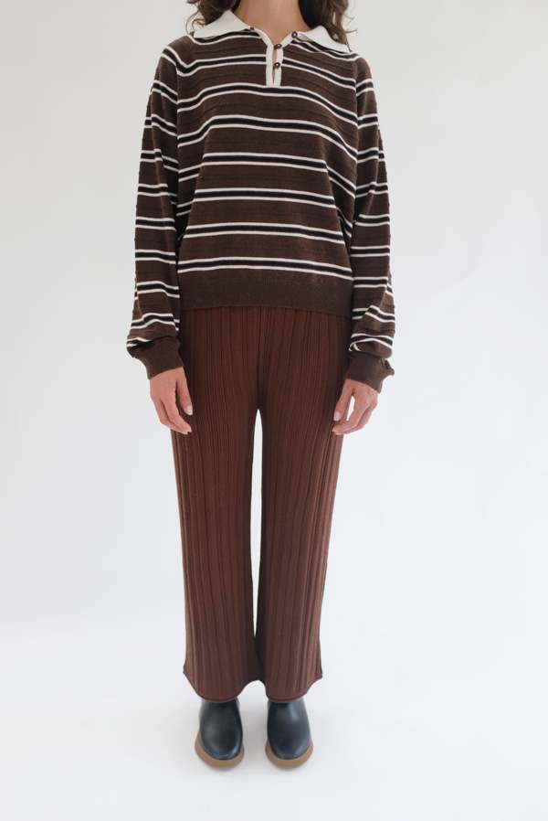 Beklina Merino Pleated Trousers - Brown
