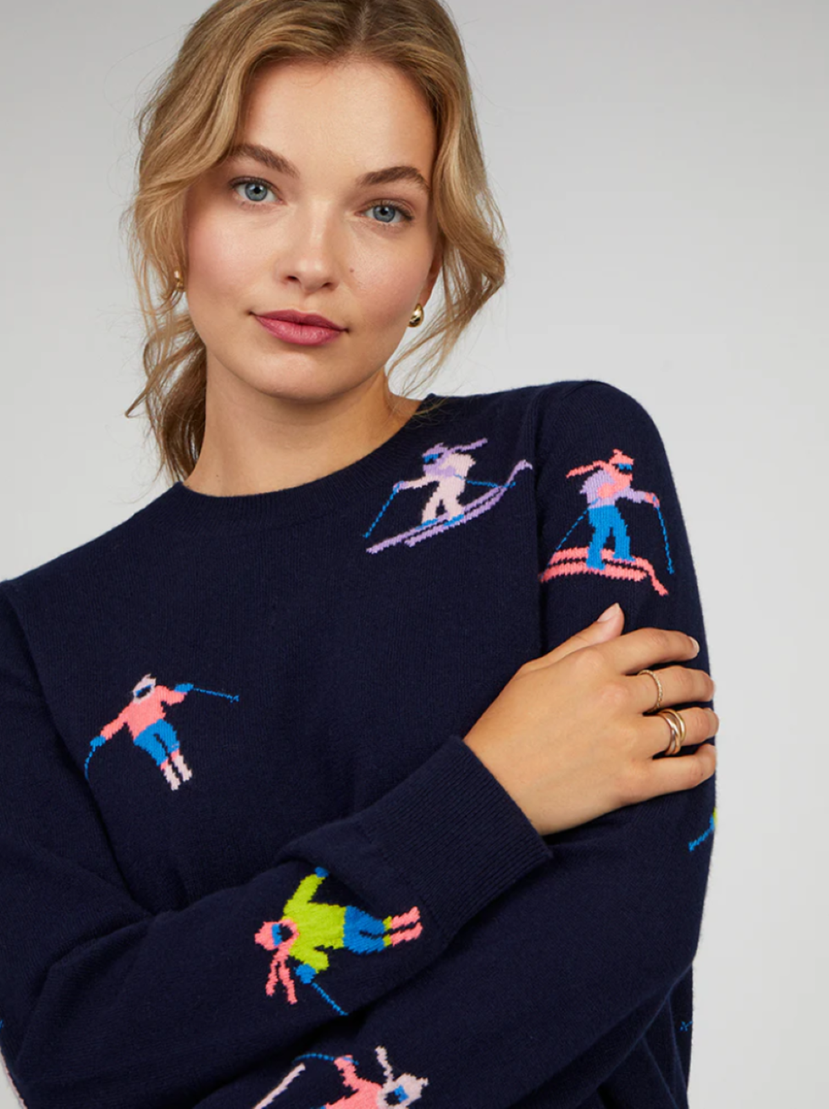 Cocoa Cashmere Ski Slope Sweater - Navy - Image 1 of 1