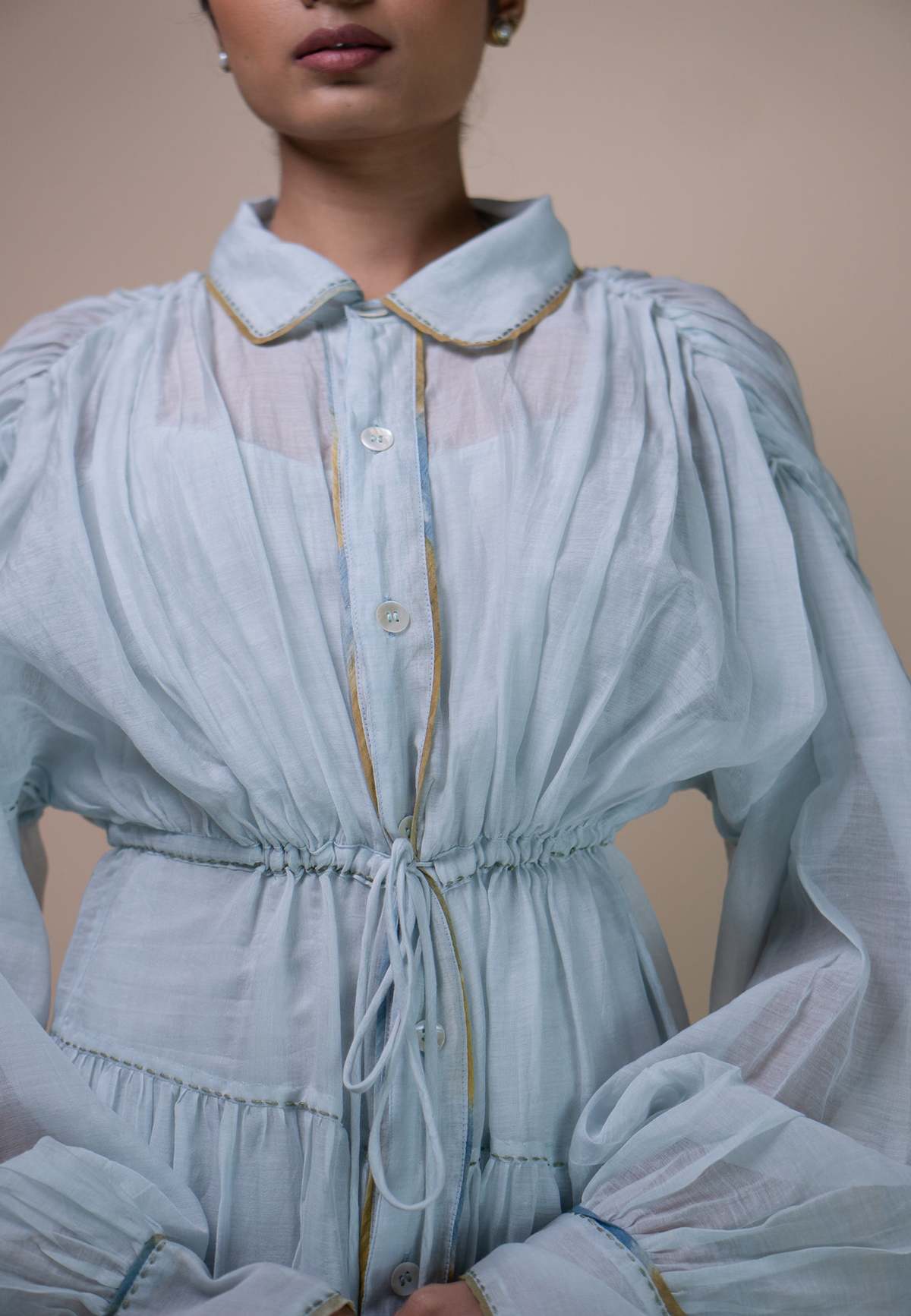 IKKIVI Meadows Chanderi Shirt Dress - Blue - Image 4 of 9