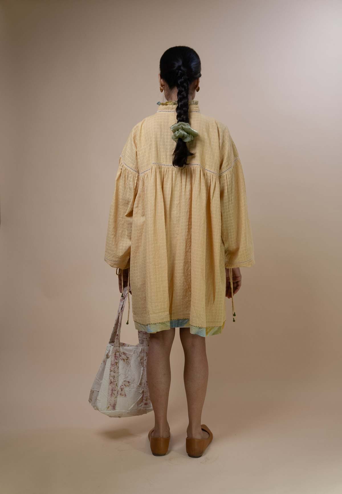 IKKIVI Meadows Gathered Short Dress Dress - Yellow - Image 6 of 7