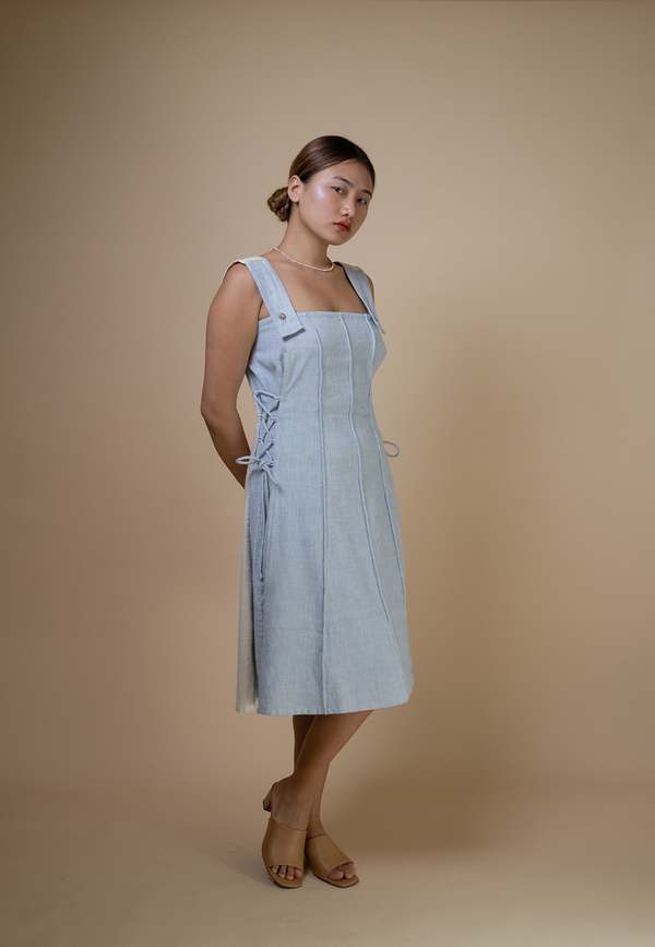 IKKIVI Meadows Reversible Corded Dress - Blue