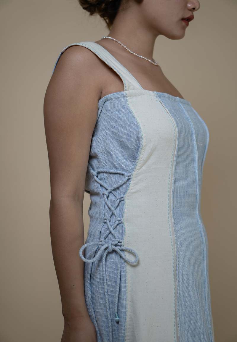 IKKIVI Meadows Reversible Corded Dress - Blue