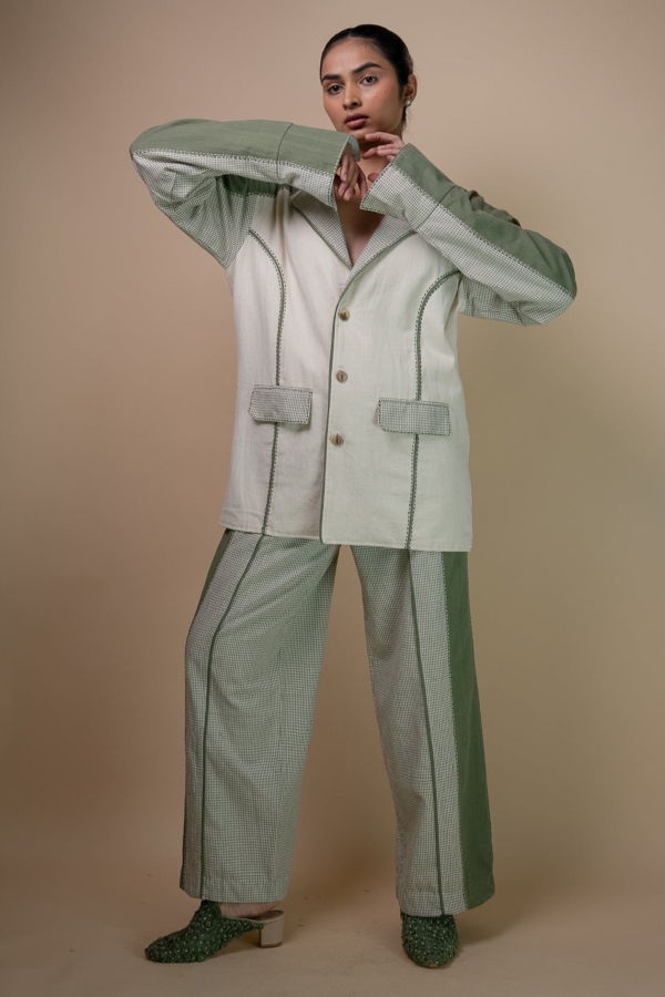 IKKIVI Meadows Unisex Colour Blocked Blazer - Green