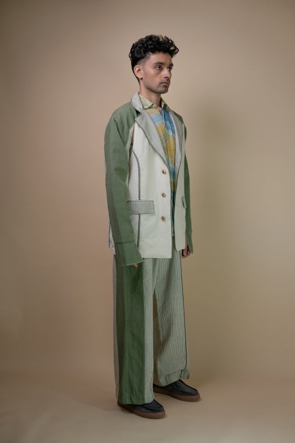 IKKIVI Meadows Unisex Colour Blocked Blazer - Green