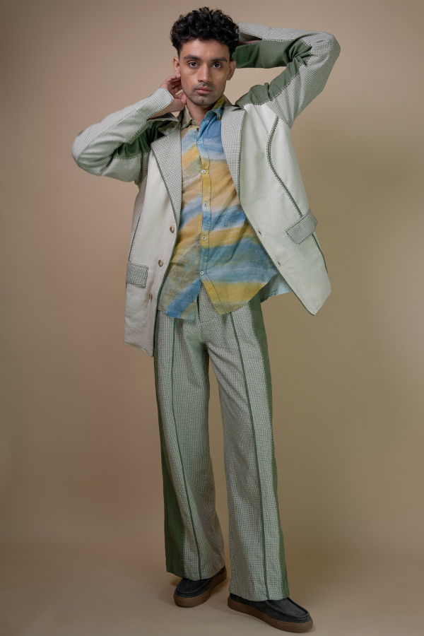 IKKIVI Meadows Unisex Colour Blocked Pants - Green