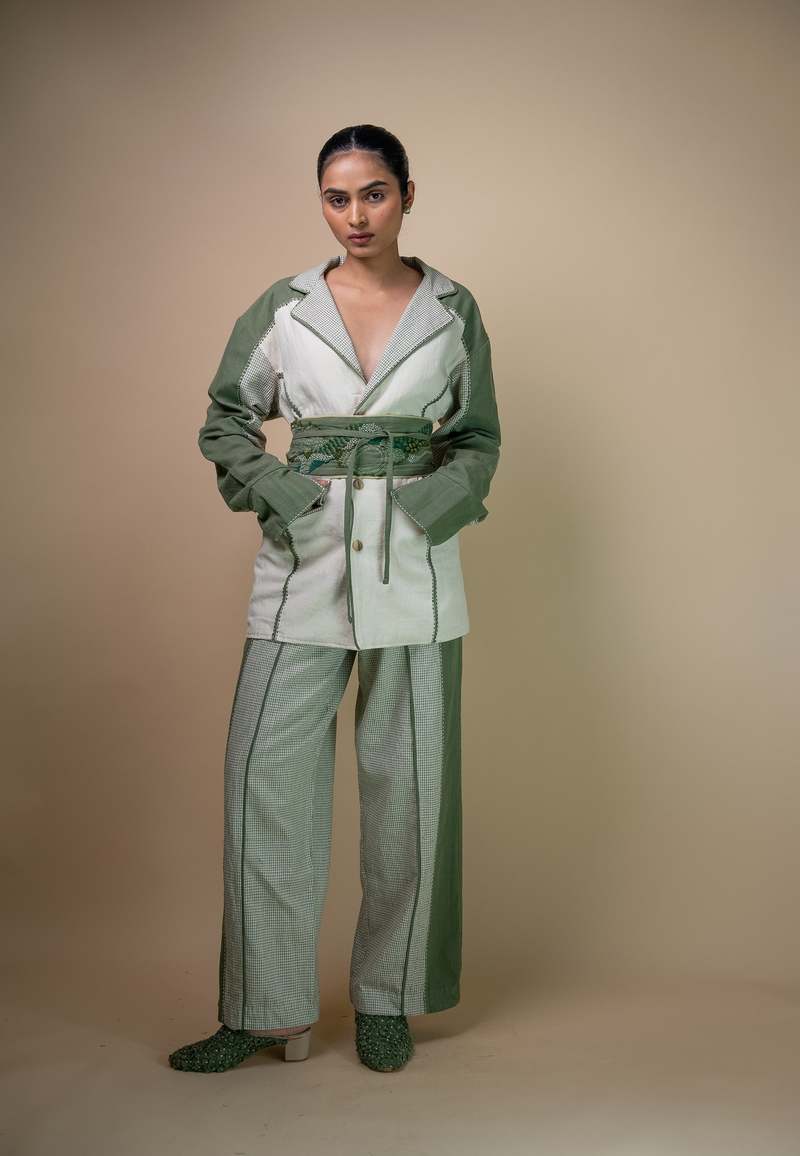 IKKIVI Meadows Unisex Colour Blocked Pants - Green