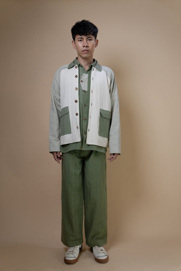 IKKIVI Meadows Unisex Colour Blocked Shirt Jacket - Green