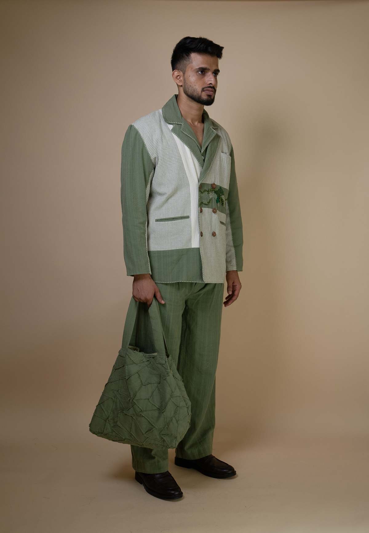 IKKIVI Meadows Unisex Double Breasted Blazer - Green - Image 4 of 9