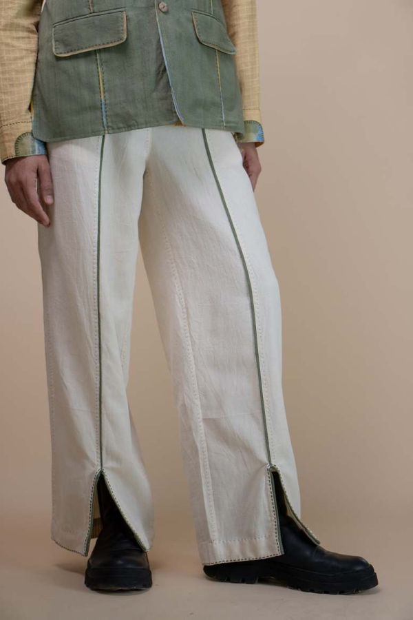 IKKIVI Meadows Unisex Front Slit Pants - Off-White
