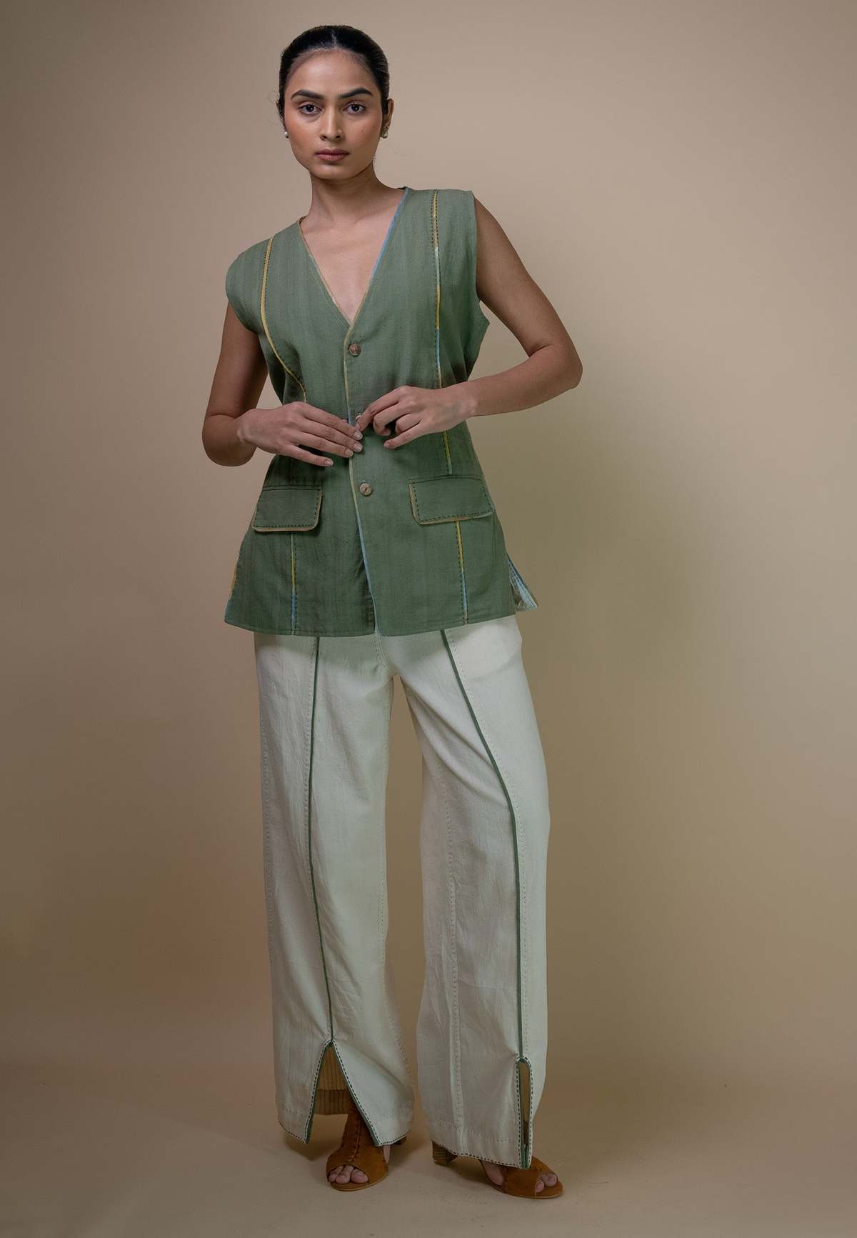 IKKIVI Meadows Unisex Long Vest - Green - Image 8 of 9