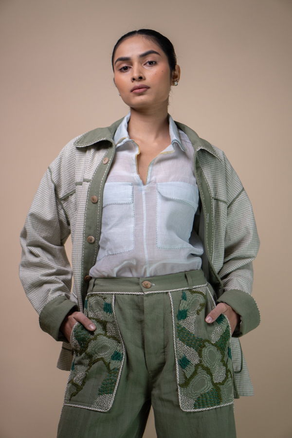 IKKIVI Meadows Unisex Patch Pocket Pants - Green