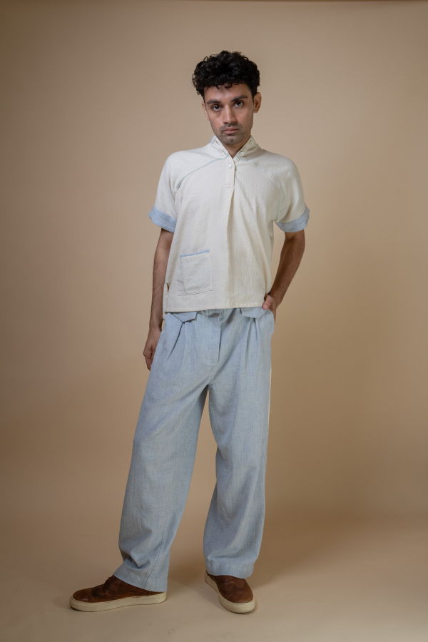 IKKIVI Meadows Unisex Pleated Pants - Blue