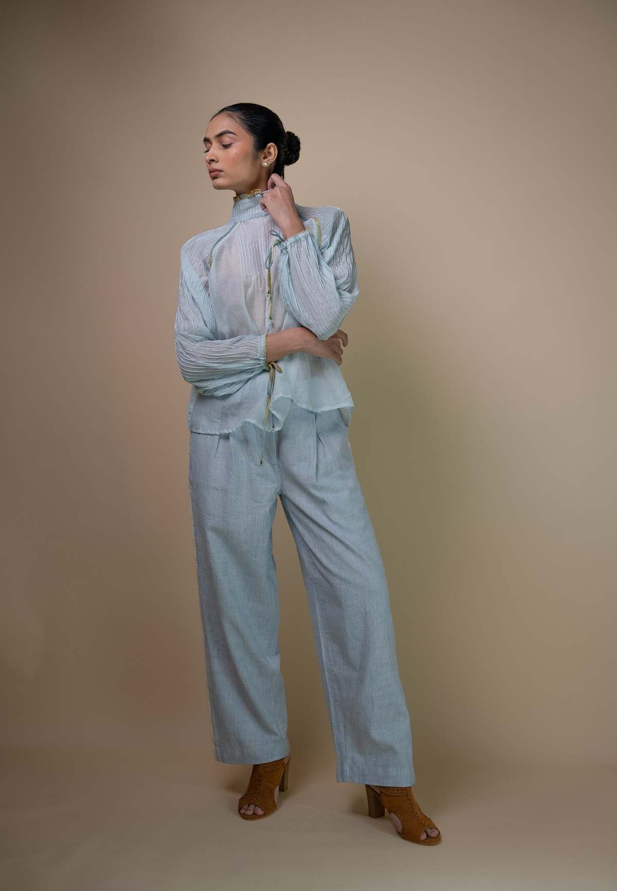 IKKIVI Meadows Unisex Pleated Pants - Blue - Image 4 of 8