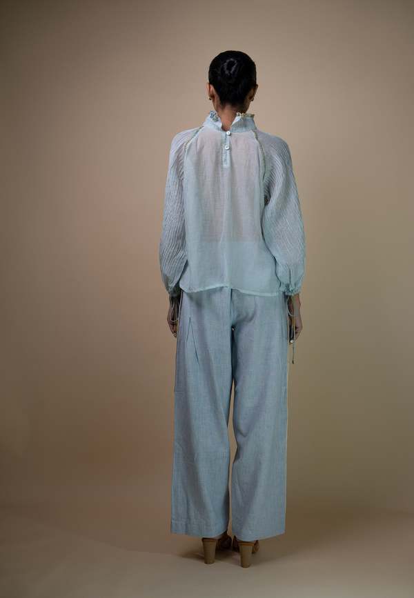 IKKIVI Meadows Unisex Pleated Pants - Blue