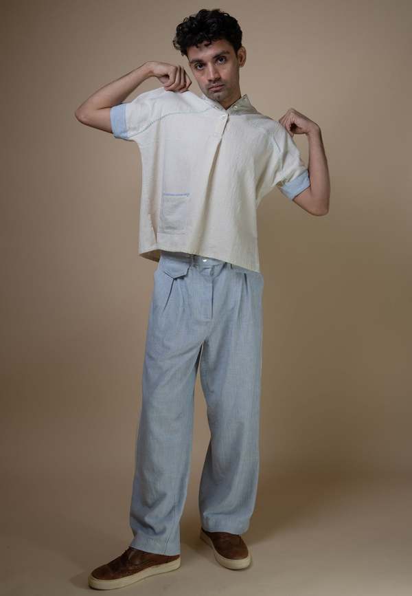 IKKIVI Meadows Unisex Pleated Pants - Blue