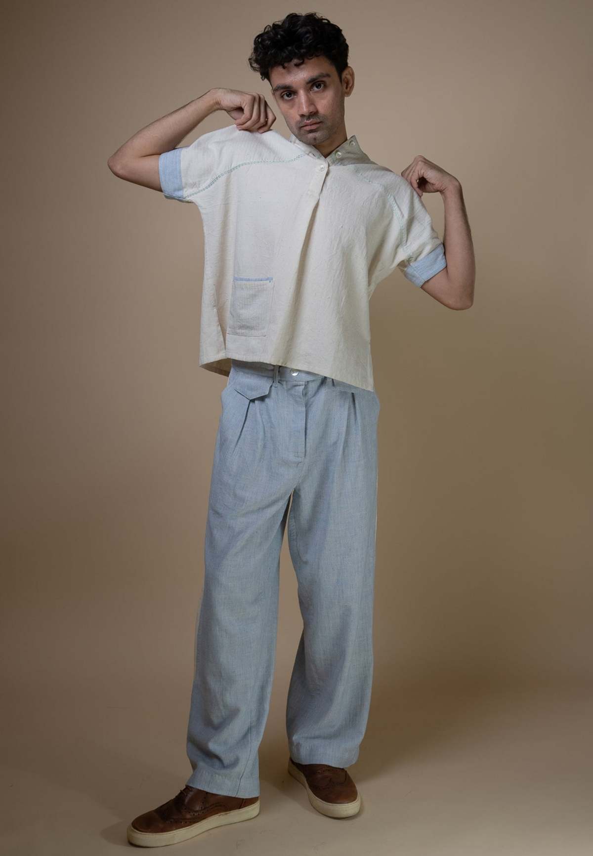 IKKIVI Meadows Unisex Pleated Pants - Blue - Image 7 of 8