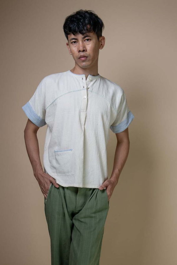 IKKIVI Meadows Unisex Yoke Detail Shirt - Off-White