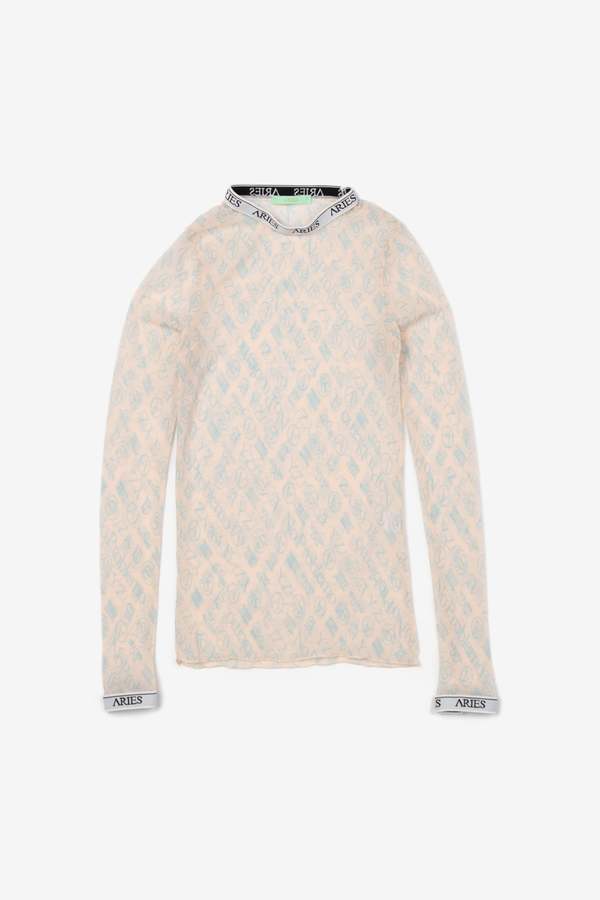 aries arise Monogram LS Mesh Top