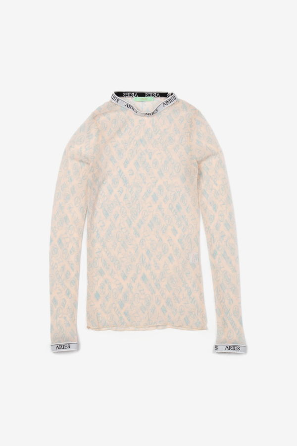 aries arise Monogram LS Mesh Top