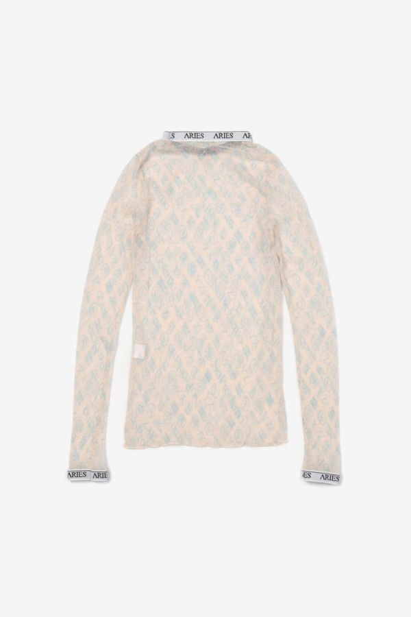 aries arise Monogram LS Mesh Top