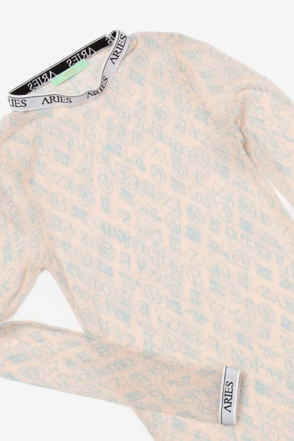aries arise Monogram LS Mesh Top