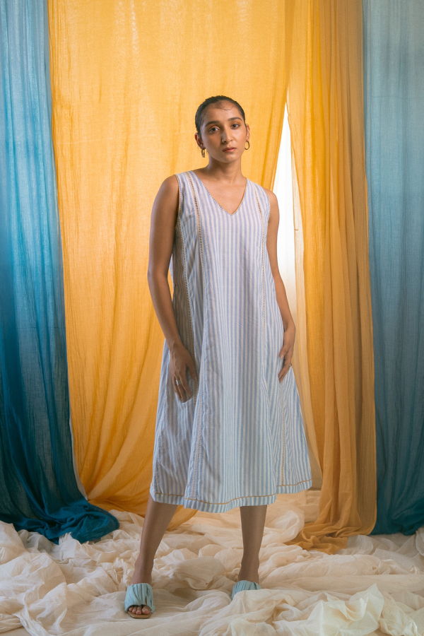 IKKIVI AY Lace Detail Dress - Blue