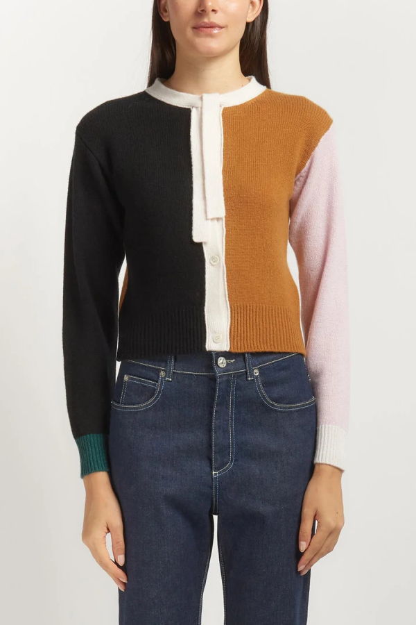 Marni Cashmere Color-Block Cardigan - Lava