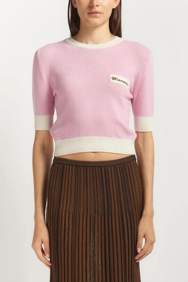 Marni Contrast Roundneck Sweater - Pink