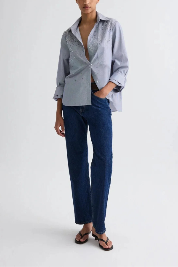 TWP Next Morning Shirt with Crystals - Blue