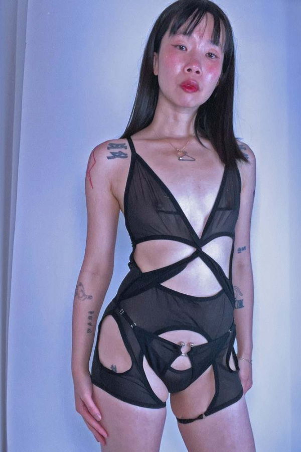 The End Traveling Cutout Bodysuit - Black