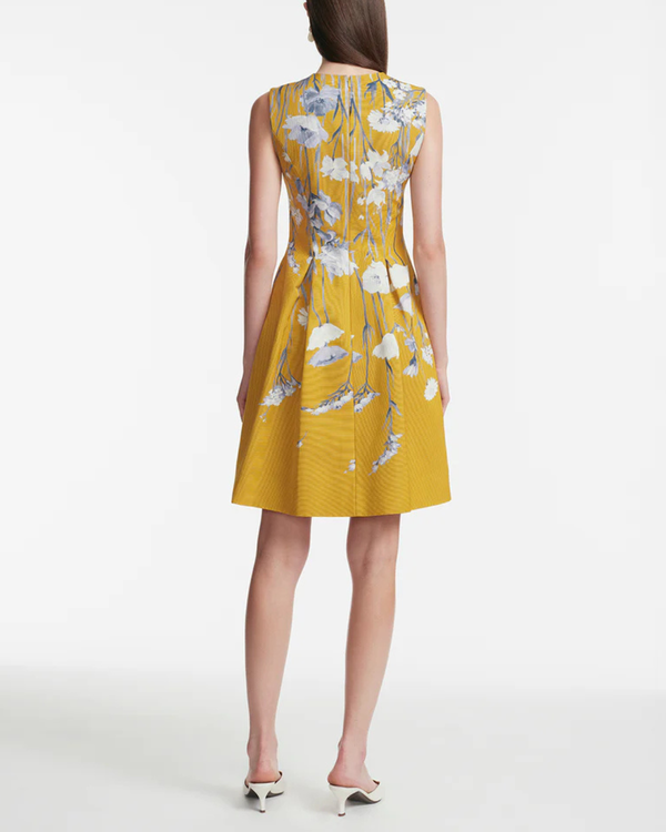 Lela Rose Floral Faille Betsy Dress - Ochre Multi